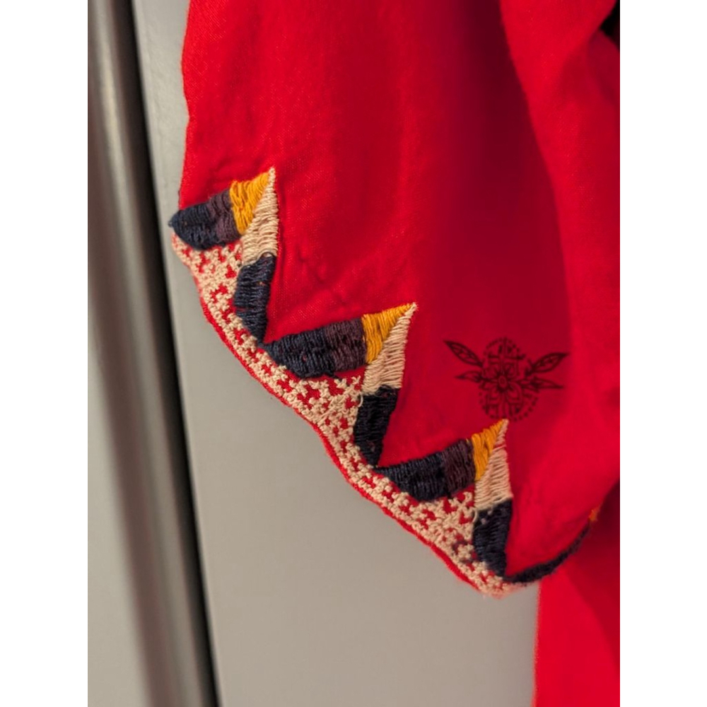 Women's Free People Red & Black Embroidered Tunic Top Size S - Picture 4 of 9